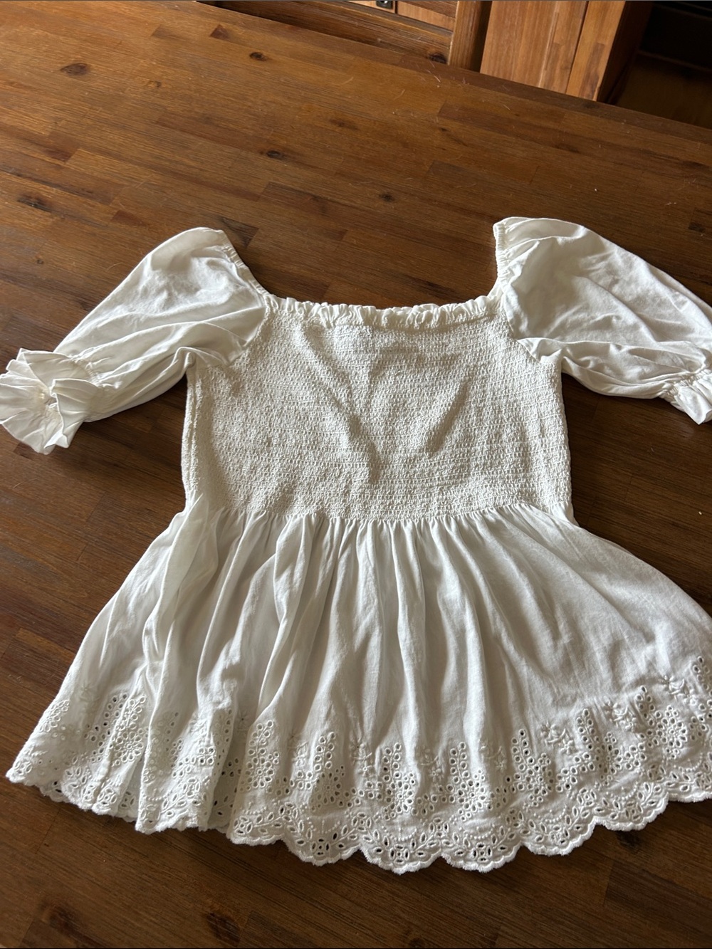 Polo by Ralph Lauren White Smocked Peasant Blouse